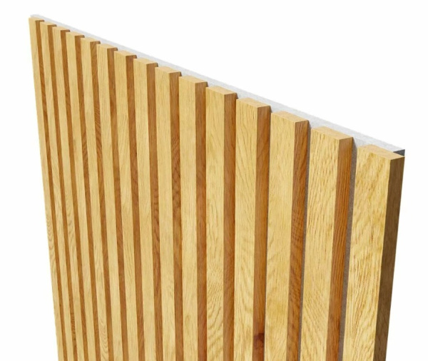 Акустическая панель, серый войлок, 2750х600х19мм, рейки МДФ дуб Медный