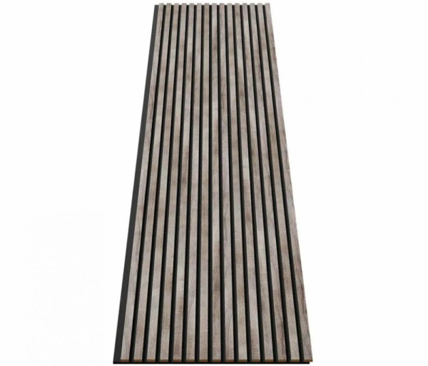 Акустическая панель, черный войлок, 2750х600х19мм, рейки МДФ дуб Дымчатый