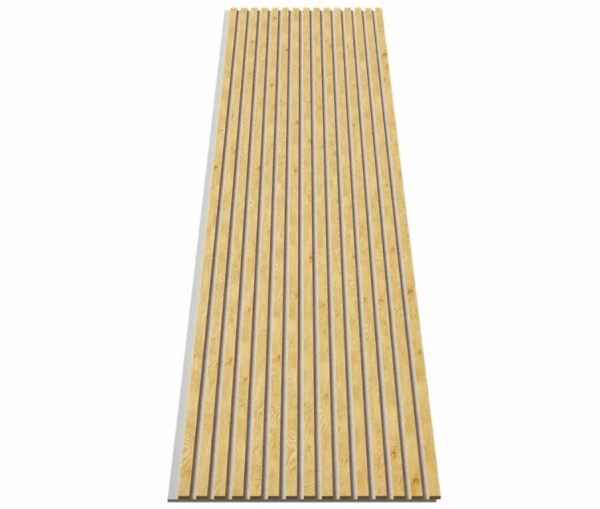 Акустическая панель, серый войлок, 2750х600х19мм, рейки МДФ дуб Медный